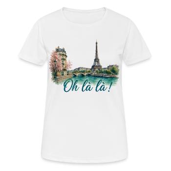 Paris Oh Là Là Aquarelle Tour Eiffel T-Shirt - T-shirt respirant Femme - blanc - Devant - AI Model Female 172 dark (172cm)