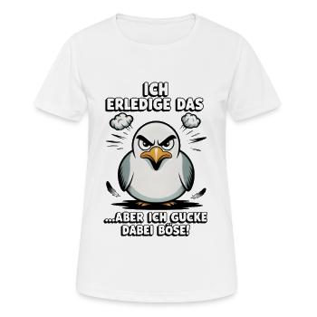 Möwe Seevogel Nen scheiss muss ich - Frauen T-Shirt atmungsaktiv - Weiß - Vorne - AI Model Female 172 dark (172cm)