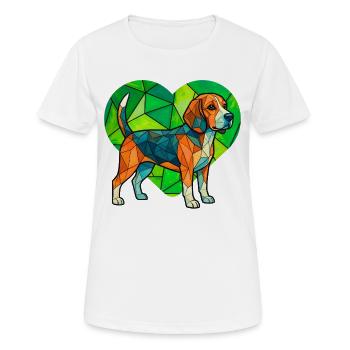 Vintage-Beagle-Dog-Kunst Retro-Elementar-Volksdruck - Frauen T-Shirt atmungsaktiv - Weiß - Vorne - AI Model Female 172 dark (172cm)