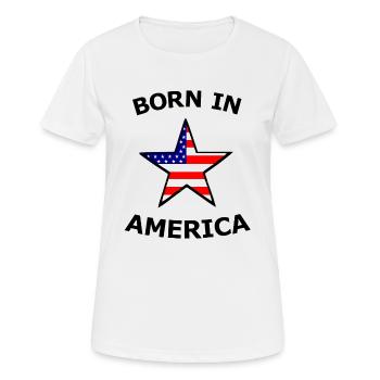 Star with US flag motif - Women's Breathable T-Shirt - white - Front - AI Model Female 172 dark (172cm)