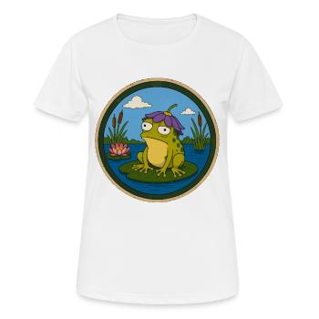 Insigne de grenouille sur nénuphar - T-shirt respirant Femme - blanc - Devant - AI Model Female 172 dark (172cm)