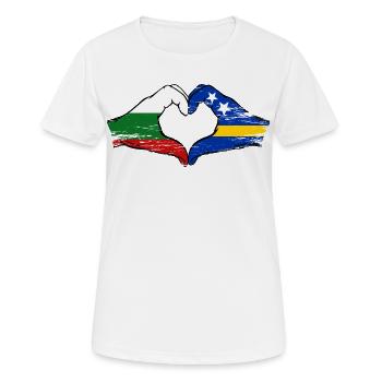 Mains du drapeau de Curaçao de la Bulgarie en forme de cœur utilisées - T-shirt respirant Femme - blanc - Devant - AI Model Female 172 dark (172cm)