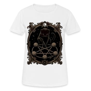 Pentagramme en étoile de chat dans un cadre baroque - T-shirt respirant Femme - blanc - Devant - AI Model Female 172 dark (172cm)