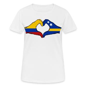 Colombie Drapeau de Curaçao Mains en forme de cœur - T-shirt respirant Femme - blanc - Devant - AI Model Female 172 dark (172cm)
