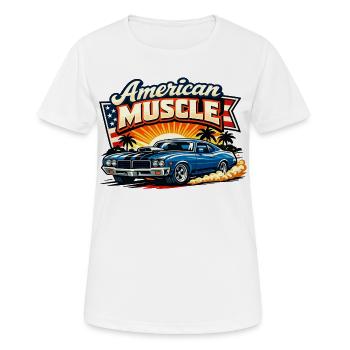 American_Muscle_3 - Frauen T-Shirt atmungsaktiv - Weiß - Vorne - AI Model Female 172 dark (172cm)