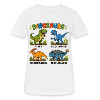 Dinosaurierarten lernen für Kinder - Frauen T-Shirt atmungsaktiv - Weiß - Vorne - AI Model Female 172 dark (172cm)
