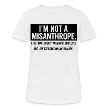 Kein Misanthrop, nur hohe Standards (black) - Frauen T-Shirt atmungsaktiv - Weiß - Vorne - AI Model Female 172 dark (172cm)