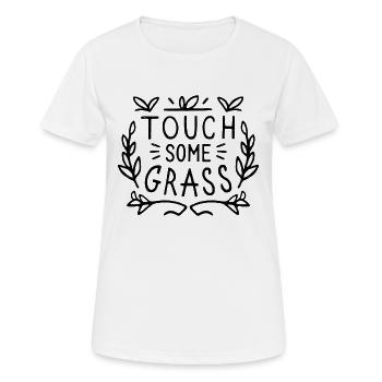 Toucher l’herbe pour soulager le stress de la santé mentale - T-shirt respirant Femme - blanc - Devant - AI Model Female 172 dark (172cm)