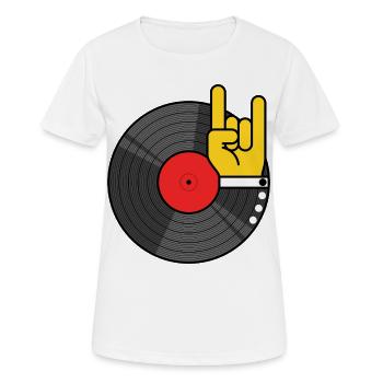 Vinyl Album Rock Hand Emblem - Women's Breathable T-Shirt - white - Front - AI Model Female 172 dark (172cm)