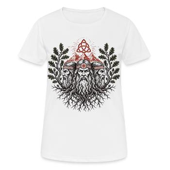 Triglav Wurzeln Emblem - Frauen T-Shirt atmungsaktiv - Weiß - Vorne - AI Model Female 172 dark (172cm)