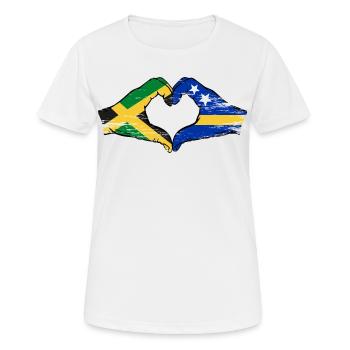 Mains du drapeau de la Jamaïque de Curaçao en forme de cœur utilisées - T-shirt respirant Femme - blanc - Devant - AI Model Female 172 dark (172cm)