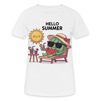 Hello Summer  - Frauen T-Shirt atmungsaktiv - Weiß - Vorne - AI Model Female 172 dark (172cm)