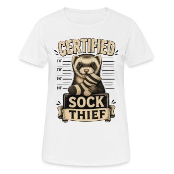 CERTIFIED SOCK THIEF - Women's Breathable T-Shirt - white - Front - AI Model Female 172 dark (172cm)
