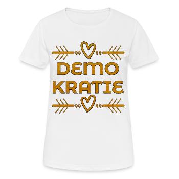 Demokratie Haltung Herz - Frauen T-Shirt atmungsaktiv - Weiß - Vorne - AI Model Female 172 dark (172cm)