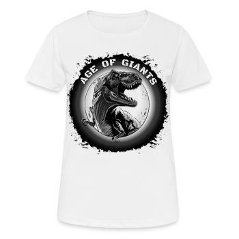 T-Rex Dinosaurierbrüllen – Zeitalter der Riesen - Frauen T-Shirt atmungsaktiv - Weiß - Vorne - AI Model Female 172 dark (172cm)