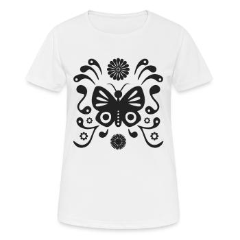 Boho-Schmetterling L matt schwarz - Frauen T-Shirt atmungsaktiv - Weiß - Vorne - AI Model Female 172 dark (172cm)