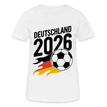 Fußball Flamme Deutschland 2026 - Frauen T-Shirt atmungsaktiv - Weiß - Vorne - AI Model Female 172 dark (172cm)