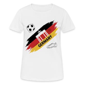 Deutschland Fußball Deutschlands Fußball-Fantrikot - Frauen T-Shirt atmungsaktiv - Weiß - Vorne - AI Model Female 172 dark (172cm)