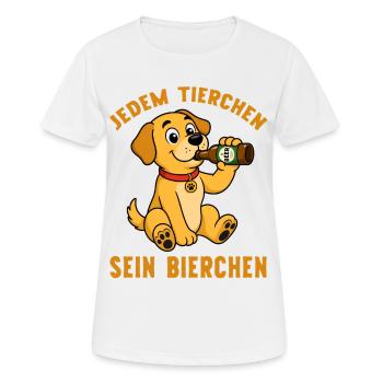 Jedem Tierchen sein Bierchen Hund trinkt Bier - Frauen T-Shirt atmungsaktiv - Weiß - Vorne - AI Model Female 172 dark (172cm)