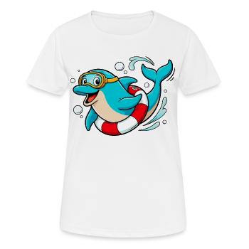 Lustiger Delfin mit Taucherbrille - Frauen T-Shirt atmungsaktiv - Weiß - Vorne - AI Model Female 172 dark (172cm)