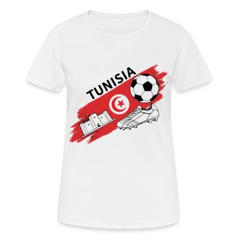 Tunisie Football Maillot Supporter Tunisia Soccer - T-shirt respirant Femme - blanc - Devant - AI Model Female 172 dark (172cm)