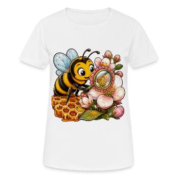 bee honey beekeeper honeycomb flowers meadow insect - Women's Breathable T-Shirt - white - Front - AI Model Female 172 dark (172cm)