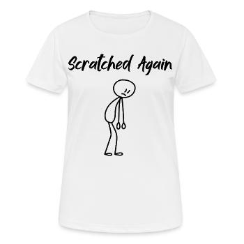 Scratched Again Humour Drôle | Design Minimaliste - T-shirt respirant Femme - blanc - Devant - AI Model Female 172 dark (172cm)