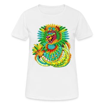 Gefiederte Schlange Quetzalcoatl steigt auf - Frauen T-Shirt atmungsaktiv - Weiß - Vorne - AI Model Female 172 dark (172cm)