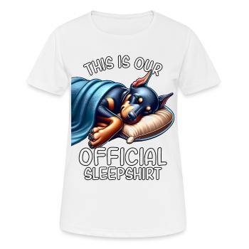 Lustiges Dobermann Schlafshirt - Frauen T-Shirt atmungsaktiv - Weiß - Vorne - AI Model Female 172 dark (172cm)