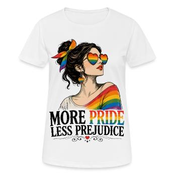 Plus d’orgueil moins de préjugés : design rétro LGBTQ - T-shirt respirant Femme - blanc - Devant - AI Model Female 172 dark (172cm)
