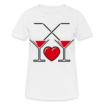 2 Cocktail Glasses + Heart (Cocktail / Love / 2C) - Women's Breathable T-Shirt - white - Front - AI Model Female 172 dark (172cm)