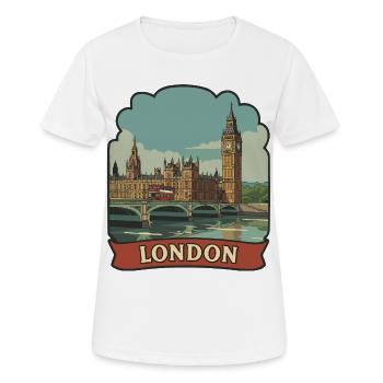 London Big Ben Red Bus Vintage Reiseabzeichen - Frauen T-Shirt atmungsaktiv - Weiß - Vorne - AI Model Female 172 dark (172cm)