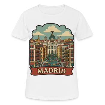 Madrid Gran Via Metropolis Retro Travel Sticker - Women's Breathable T-Shirt - white - Front - AI Model Female 172 dark (172cm)