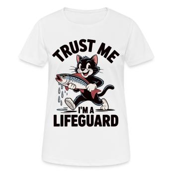 Chat avec un poisson - Croyez-moi, je suis sauveteur - T-shirt respirant Femme - blanc - Devant - AI Model Female 172 dark (172cm)