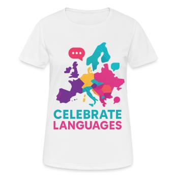 Célébrer la diversité linguistique colorée de l’Europe - T-shirt respirant Femme - blanc - Devant - AI Model Female 172 dark (172cm)