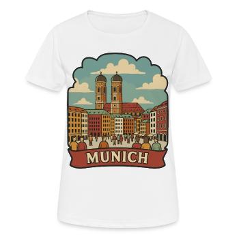 Münchner Frauenkirche Retro Reiseaufkleber - Frauen T-Shirt atmungsaktiv - Weiß - Vorne - AI Model Female 172 dark (172cm)