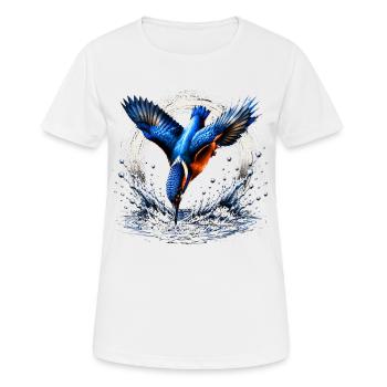 Conception de l’oiseau de pêche Kingfisher - T-shirt respirant Femme - blanc - Devant - AI Model Female 172 dark (172cm)