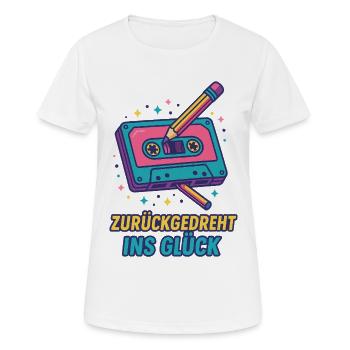 Kassette Neon Retro Druck - Frauen T-Shirt atmungsaktiv - Weiß - Vorne - AI Model Female 172 dark (172cm)