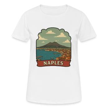 Neapel Mount Vesuvius Retro-Reiseaufkleber - Frauen T-Shirt atmungsaktiv - Weiß - Vorne - AI Model Female 172 dark (172cm)