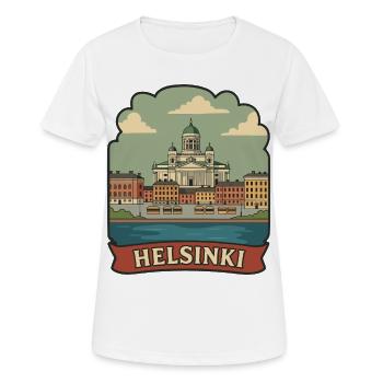 Helsinki Cathedral Finland Retro Travel Badge - Women's Breathable T-Shirt - white - Front - AI Model Female 172 dark (172cm)
