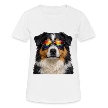 Australian Shepherd Sonnenbrille Aussie - Frauen T-Shirt atmungsaktiv - Weiß - Vorne - AI Model Female 172 dark (172cm)