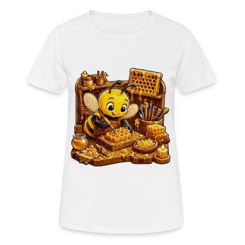 bee honey beekeeper honeycomb flowers meadow insect - Women's Breathable T-Shirt - white - Front - AI Model Female 172 dark (172cm)
