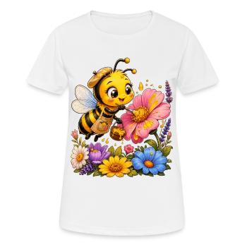 bee honey beekeeper honeycomb flowers meadow insect - Women's Breathable T-Shirt - white - Front - AI Model Female 172 dark (172cm)