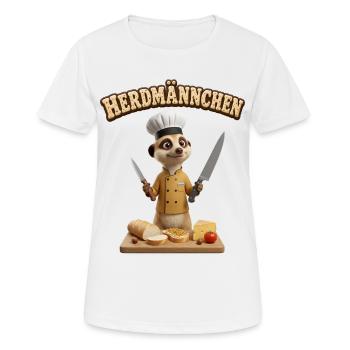 Ein lustiges Erdmännchen als Koch Herdmännchen - Frauen T-Shirt atmungsaktiv - Weiß - Vorne - AI Model Female 172 dark (172cm)