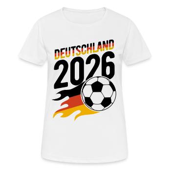 Fußball Flamme Deutschland 2026 - Frauen T-Shirt atmungsaktiv - Weiß - Vorne - AI Model Female 172 dark (172cm)