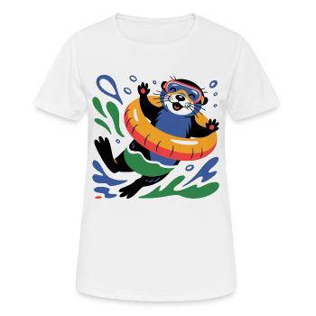 Lustiger Otter mit Taucherbrille - Frauen T-Shirt atmungsaktiv - Weiß - Vorne - AI Model Female 172 dark (172cm)