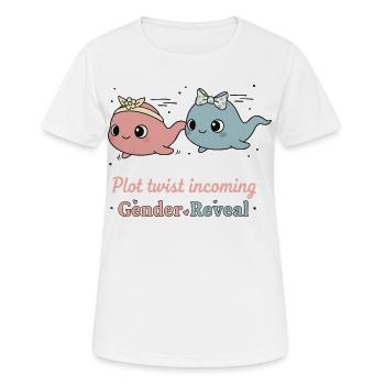 Gender Reveal Plot Twist Incoming Baby Shower - Women's Breathable T-Shirt - white - Front - AI Model Female 172 dark (172cm)