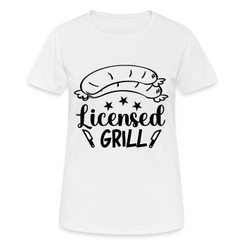 Lizensierter Grill Kalligrafie - Frauen T-Shirt atmungsaktiv - Weiß - Vorne - AI Model Female 172 dark (172cm)