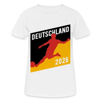 Fußball Fan Deutschland 2026 - Frauen T-Shirt atmungsaktiv - Weiß - Vorne - AI Model Female 172 dark (172cm)