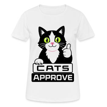 Katzenzustimmung mit Daumenhoch Cats Approve - Frauen T-Shirt atmungsaktiv - Weiß - Vorne - AI Model Female 172 dark (172cm)
